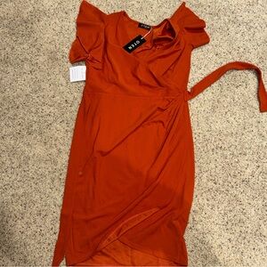 Otem Women's Asymmetrical Rust Dress